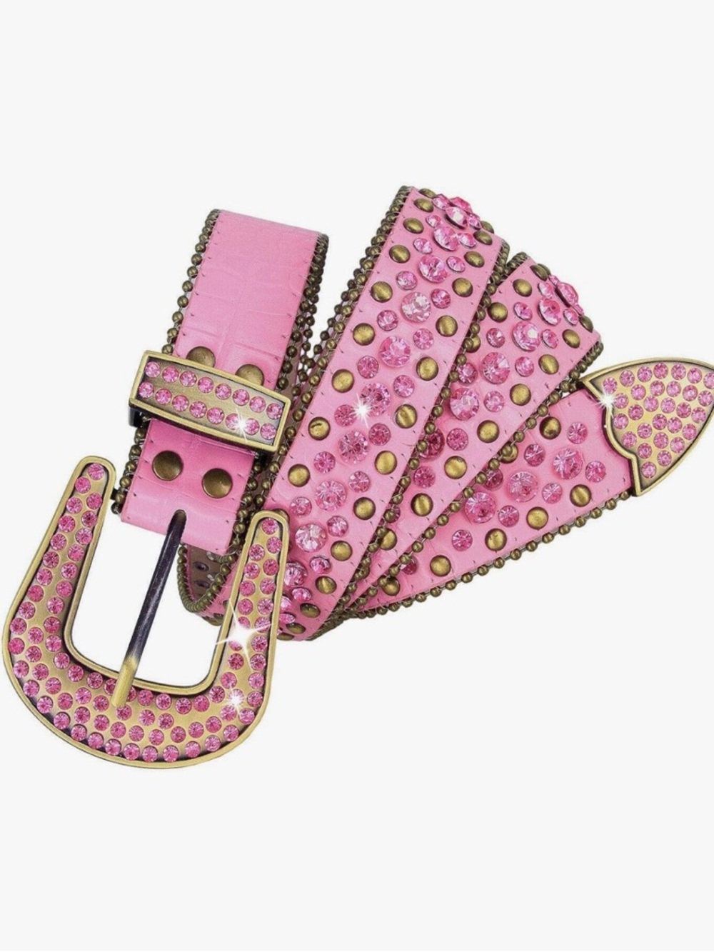 Pink Crystal Stud Western Belt